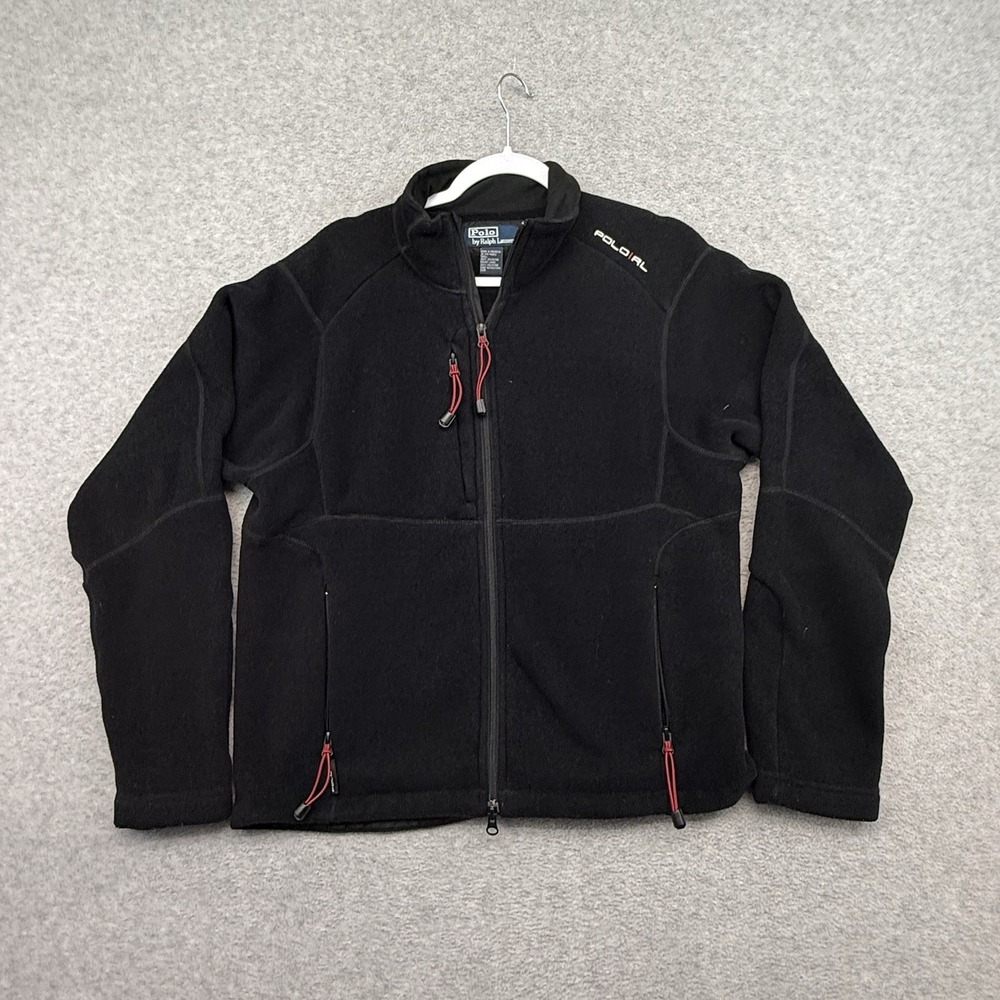 Vintage Polo Ralph Lauren Polartec Black Fleece Full Zip Jacket Size L 90s